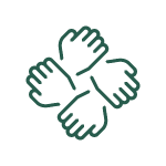 Icon of four hands holding each other in a stylized circle