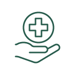 Icon of a hand holding a medical symbol representing our HRSN services