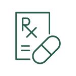 Icon of a paper with the letters R X and a Pill in front of them