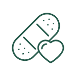 Icon of a band-aid and a heart representing our physical health information