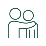 Icon of a person putting their arm around another persons shoulder in support