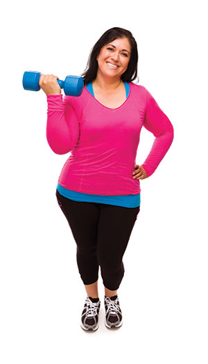 Woman holding a dumbbell weight